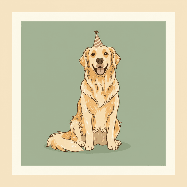 A birthday card featuring a dog